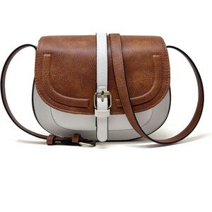 Women Brown Bei Imported Vegan Leather Small Saddle Crossbody Bags
